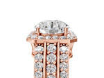 Round Cut Diamond Halo Engagement Ring in Rose gold with Triple-Row Round Band_17