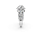 Round Cut Diamond Halo Engagement Ring in White gold with Triple-Row Round Band_14