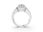 Round Cut Diamond Halo Engagement Ring in White gold with Triple-Row Round Band_15
