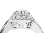 Round Cut Diamond Halo Engagement Ring in White gold with Triple-Row Round Band_16