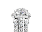 Round Cut Diamond Halo Engagement Ring in White gold with Triple-Row Round Band_17