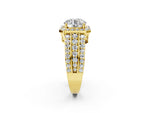 Round Cut Diamond Halo Engagement Ring in Yellow gold with Triple-Row Round Band_14