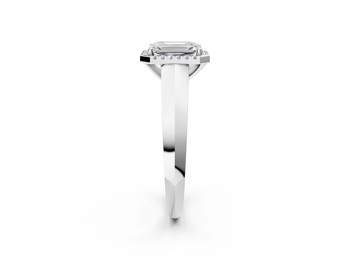 Round Cut Diamond Halo Ring in White gold with Cathedral Band and Prong Setting_8