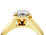 Round Cut Diamond Halo Ring in Yellow gold with Cathedral Band and Prong Setting_4