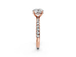 Round Cut Diamond Hidden Halo Engagement Ring in Rose gold with Round Pavé Band_14