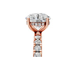 Round Cut Diamond Hidden Halo Engagement Ring in Rose gold with Round Pavé Band_17