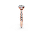 Round Cut Diamond Hidden Halo Engagement Ring in Rose gold with Round Pavé Band_2