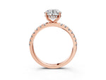 Round Cut Diamond Hidden Halo Engagement Ring in Rose gold with Round Pavé Band_3