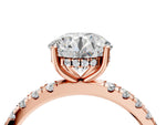 Round Cut Diamond Hidden Halo Engagement Ring in Rose gold with Round Pavé Band_4