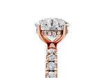 Round Cut Diamond Hidden Halo Engagement Ring in Rose gold with Round Pavé Band_5