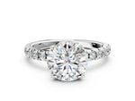 Round Cut Diamond Hidden Halo Engagement Ring in White gold with Round Pavé Band_12