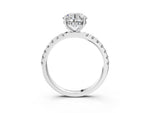 Round Cut Diamond Hidden Halo Engagement Ring in White gold with Round Pavé Band_3