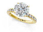 Round Cut Diamond Hidden Halo Engagement Ring in Yellow gold with Round Pavé Band_13