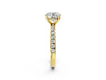Round Cut Diamond Hidden Halo Engagement Ring in Yellow gold with Round Pavé Band_14