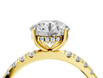 Round Cut Diamond Hidden Halo Engagement Ring in Yellow gold with Round Pavé Band_16