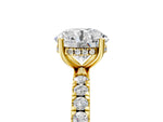 Round Cut Diamond Hidden Halo Engagement Ring in Yellow gold with Round Pavé Band_17