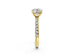 Round Cut Diamond Hidden Halo Engagement Ring in Yellow gold with Round Pavé Band_2