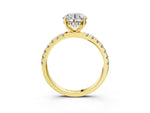 Round Cut Diamond Hidden Halo Engagement Ring in Yellow gold with Round Pavé Band_3