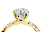 Round Cut Diamond Hidden Halo Engagement Ring in Yellow gold with Round Pavé Band_4