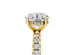 Round Cut Diamond Hidden Halo Engagement Ring in Yellow gold with Round Pavé Band_5