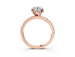 Round Cut Diamond Hidden Halo Solitaire Ring in Rose gold with Round Pavé Band and Prong Setting_111