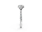 Round Cut Diamond Hidden Halo Solitaire Ring in White gold with Round Pavé Band and Prong Setting_110