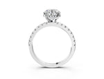 Round Cut Diamond Hidden Halo Solitaire Ring in White gold with Round Pavé Band and Prong Setting_111