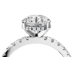 Round Cut Diamond Hidden Halo Solitaire Ring in White gold with Round Pavé Band and Prong Setting_112