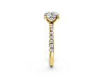 Round Cut Diamond Hidden Halo Solitaire Ring in Yellow gold with Round Pavé Band and Prong Setting_110