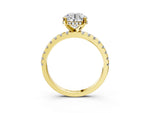 Round Cut Diamond Hidden Halo Solitaire Ring in Yellow gold with Round Pavé Band and Prong Setting_111