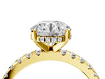 Round Cut Diamond Hidden Halo Solitaire Ring in Yellow gold with Round Pavé Band and Prong Setting_112
