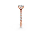 Round Cut Diamond Pavé Band Solitaire Ring in Rose gold with Round Accents_20