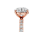 Round Cut Diamond Pavé Band Solitaire Ring in Rose gold with Round Accents_23