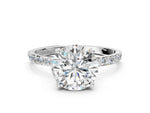 Round Cut Diamond Pavé Band Solitaire Ring in White gold with Round Accents_24