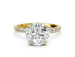 Round Cut Diamond Pavé Band Solitaire Ring in Yellow gold with Round Accents_36