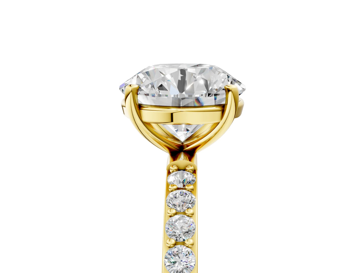 Round Cut Diamond Pavé Band Solitaire Ring in Yellow gold with Round Accents_41