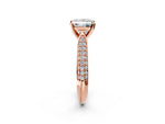 Round Cut Diamond Solitaire Engagement Ring in Rose gold with Multi-Row Round Pavé Band_2