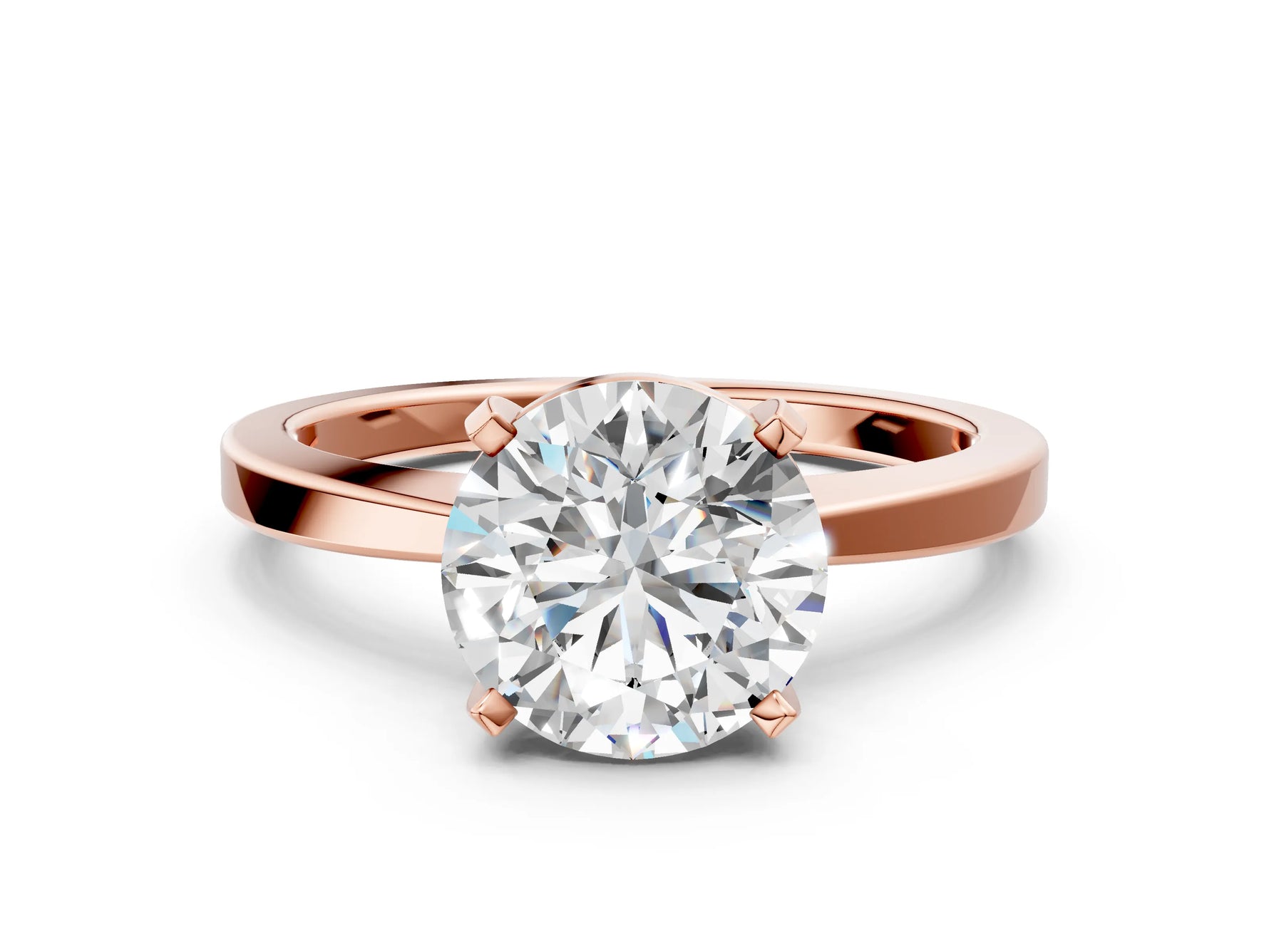 Round Cut Diamond Solitaire Engagement Ring in Rose gold with Prong Setting
