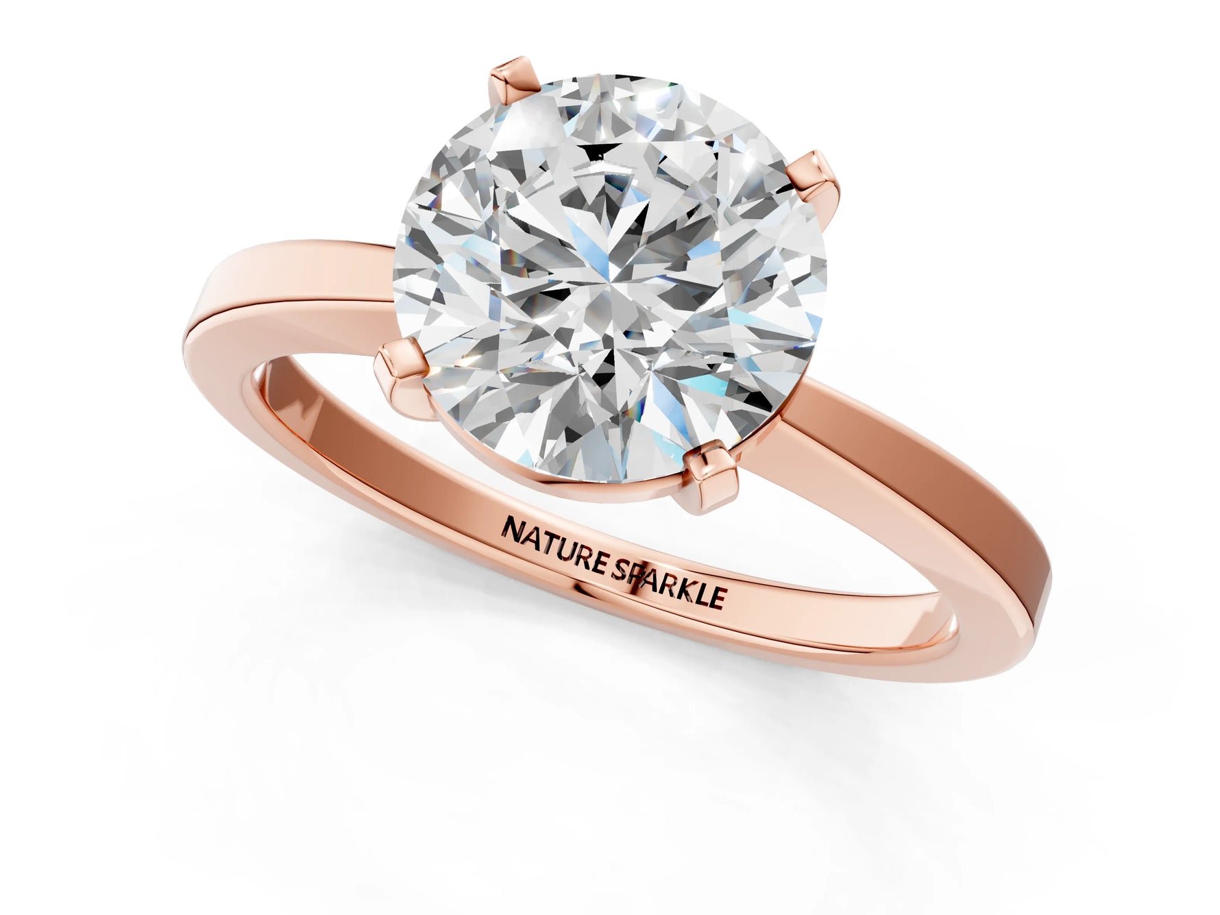 Round Cut Diamond Solitaire Engagement Ring in Rose gold with Prong Setting_1