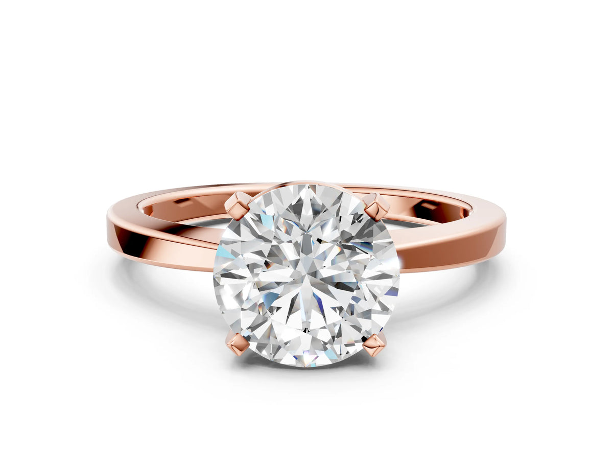Round Cut Diamond Solitaire Engagement Ring in Rose gold with Prong Setting_12