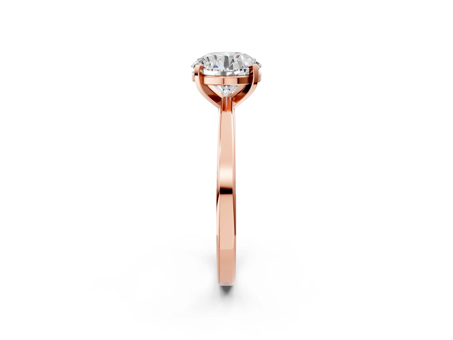 Round Cut Diamond Solitaire Engagement Ring in Rose gold with Prong Setting_2