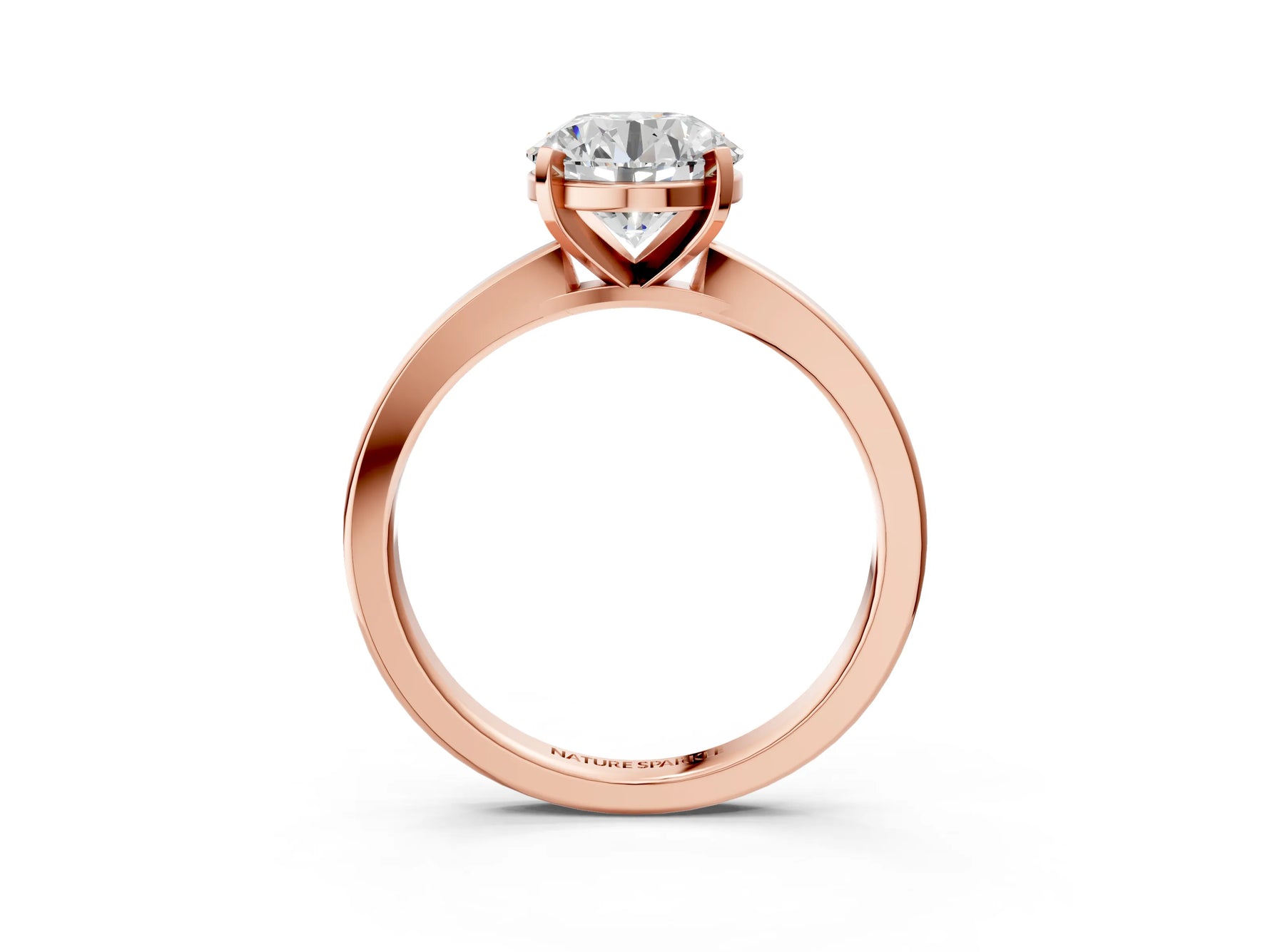 Round Cut Diamond Solitaire Engagement Ring in Rose gold with Prong Setting_3