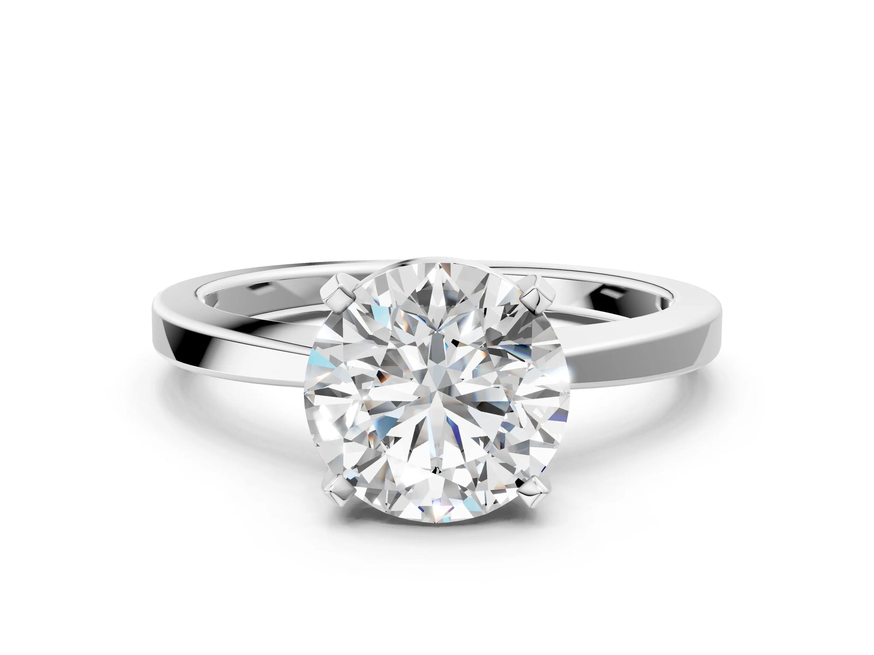 Round Cut Diamond Solitaire Engagement Ring in White gold with Prong Setting_12