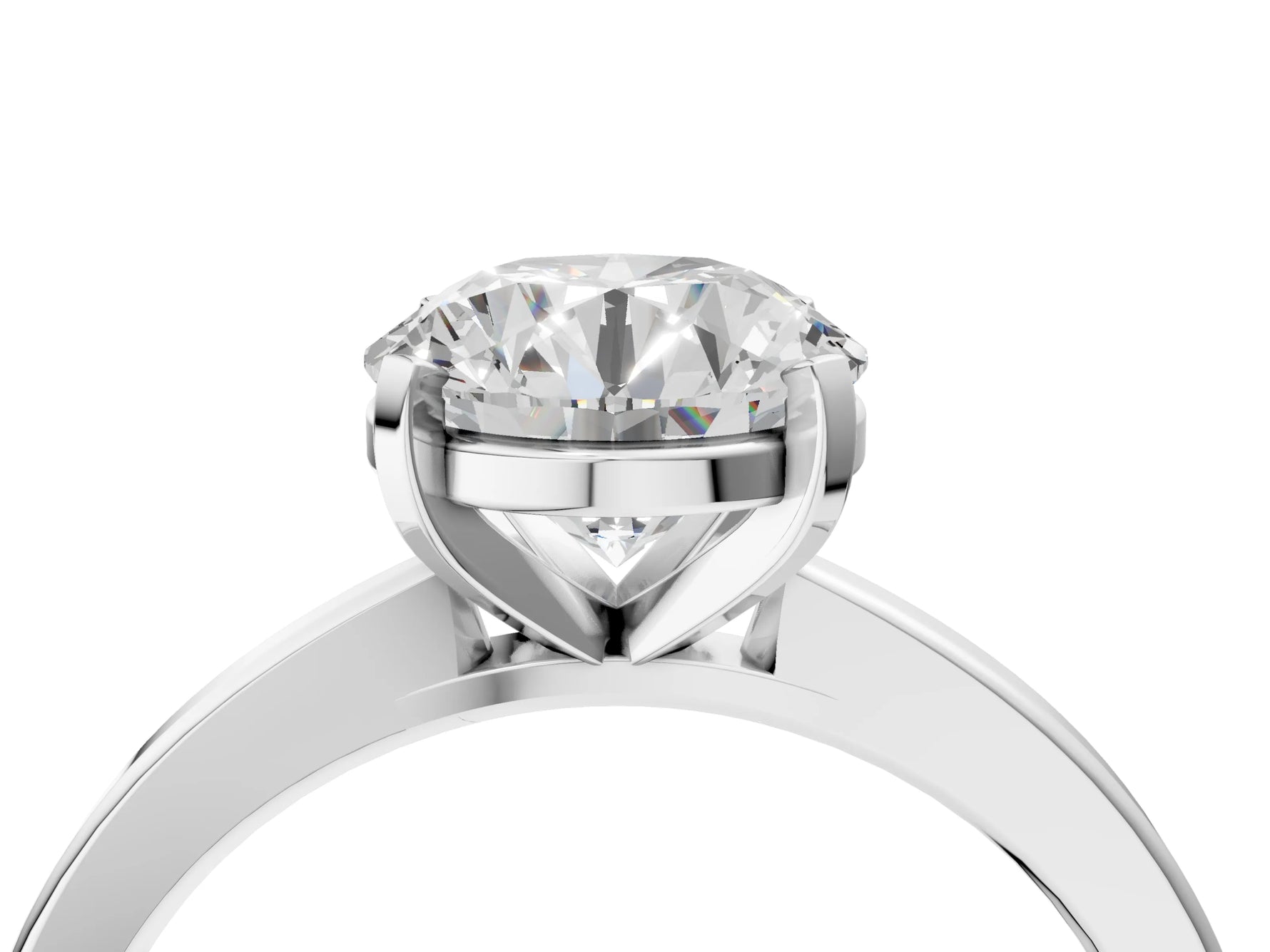 Round Cut Diamond Solitaire Engagement Ring in White gold with Prong Setting_16