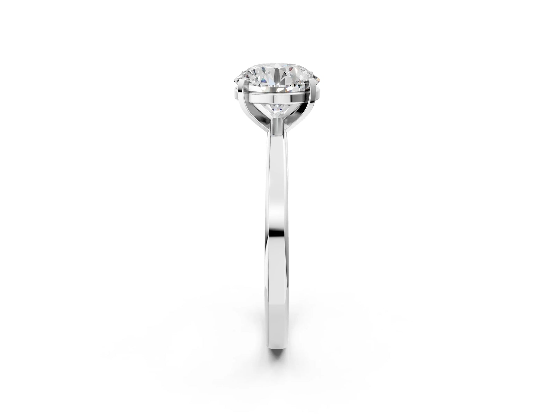 Round Cut Diamond Solitaire Engagement Ring in White gold with Prong Setting_2