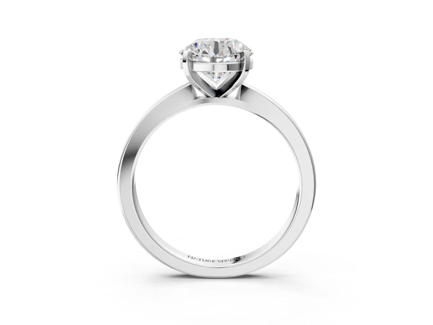 Round Cut Diamond Solitaire Engagement Ring in White gold with Prong Setting_3