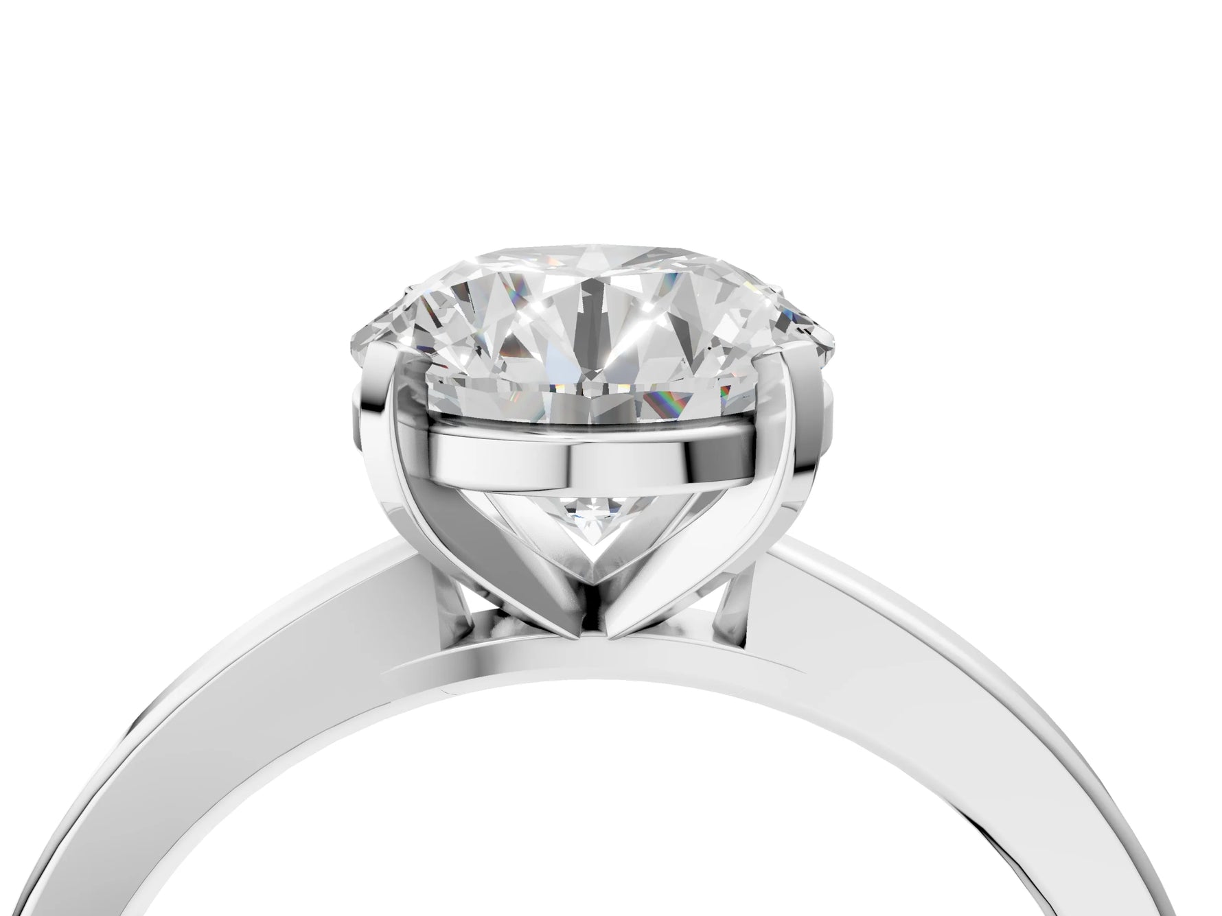 Round Cut Diamond Solitaire Engagement Ring in White gold with Prong Setting_4