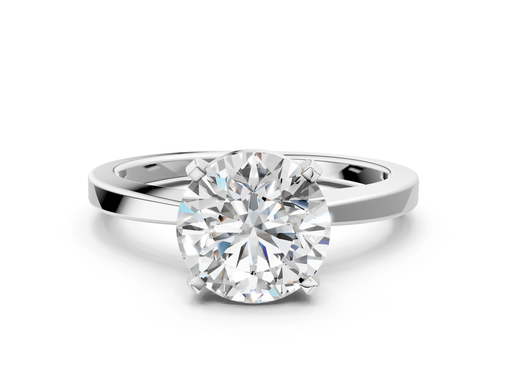 Round Cut Diamond Solitaire Engagement Ring in White gold with Prong Setting