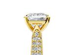 Round Cut Diamond Solitaire Engagement Ring in Yellow gold with Multi-Row Round Pavé Band_5