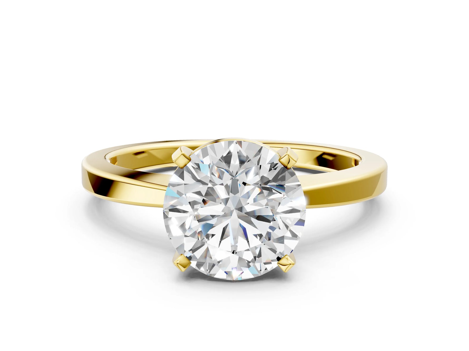 Round Cut Diamond Solitaire Engagement Ring in Yellow gold with Prong Setting